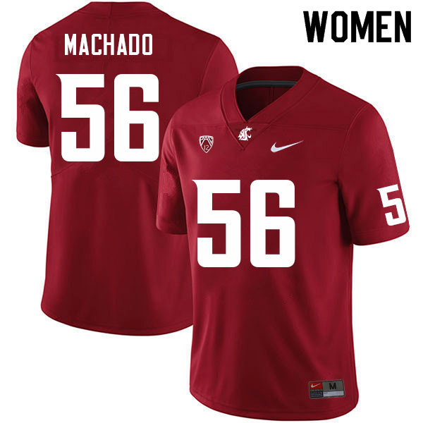 Women #56 Gauge Machado Washington State Cougars College Football Jerseys Sale-Crimson